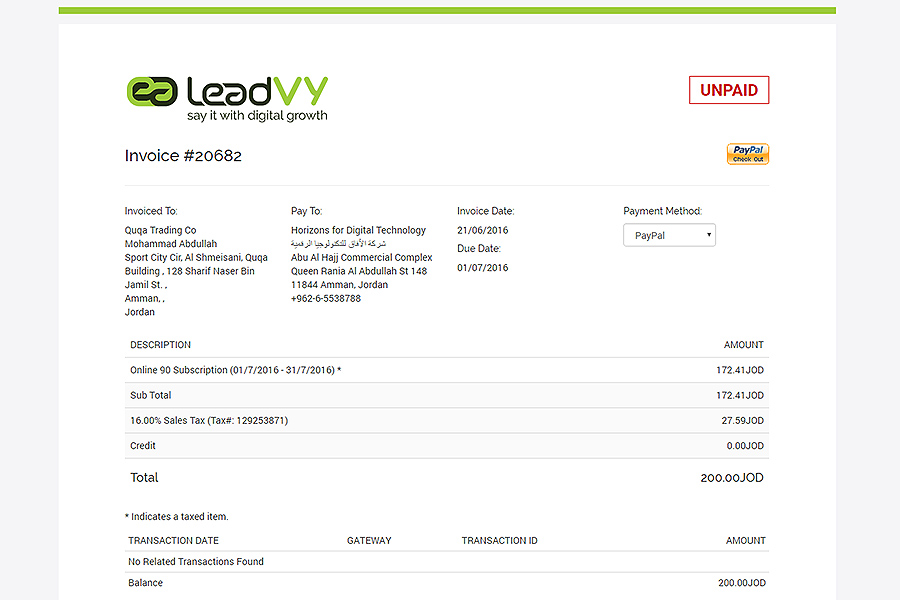 LeadVy Invoice